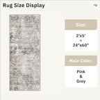 Soalmost Abstratc Runner Rug 2x5 Washable Kitchen Entry Runners Pink/Grey