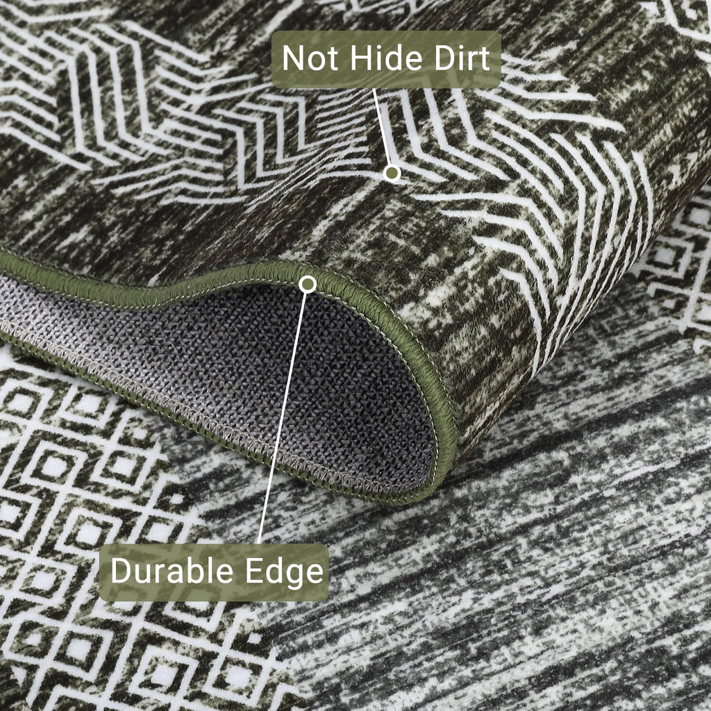 GarveeHome Modern Geometric Area Rug 2x3 Distressed Bordered Washable Small Carpet
