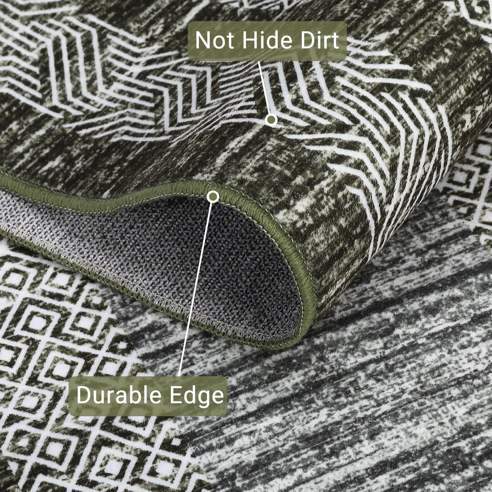 GarveeHome Modern Geometric Area Rug 2x3 Distressed Bordered Washable Small Carpet
