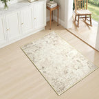 Toneed Entryway Rug 2x3 Door Mat for Indoor Entrance, Washable Small Throw Rug for Kitchen Floor, Front Door, Bedroom Bedside, Non-Slip Low Pile, Abstract Beige