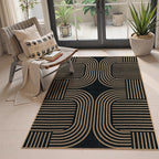 Lahome Enfys Modern Geometric Outdoor Easy Jute Rug, 3x5 Indoor Outdoor Rugs for Entryway Black Living Room Carpet, Farmhouse Washable Non Slip Carpet for Patio Courtyard Bedroom