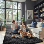 8x10 Area Rugs for Living Room Bedroom, Large Area Rug Shaggy Carpet Soft Plush Furry Bedside Rug, Rugs for Home Decor (Black, 8 x 10 Feet)