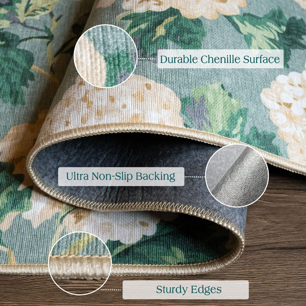 Othilic Front Door Mat Outside Entrance - 2x3 Sage Green Floral Entry Rug