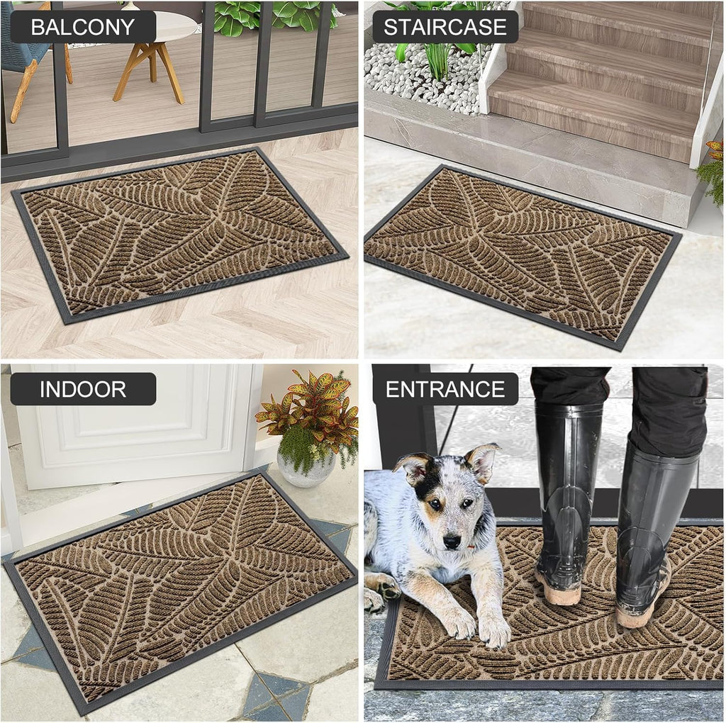 Colorxy Waterproof Front Doormat, Sturdy Natural Rubber Door Mat, 59x23