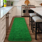Amearea Shag Fluffy Runner Rug for Bedroom Girls Living Room, 2x6 Feet Extra Soft and Fuzzy Shaggy Rugs, Non Slip, Indoor Floor Long Carpet Mat for Boys Nursery Home Decor, Green