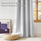 NICETOWN Short Faux Linen Greyish White Blackout Curtains 63 inches Long for Kitchen - Privacy Panels for Living Room Bedroom, Modern Farmhouse Style Easy Care Grommet Top, 2 Panels, W42 by L63