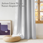 NICETOWN Greyish White Faux Linen Room Darkening Rod Pocket Curtains 63 inch Length, W42 x L63, Light Blocking Thermal Insulated Noise Reducing Drapes for Bedroom Living Room Farmhouse Decor, 2 Panels