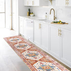 Yamaziot Washable Runner Rug, 2x10 Non-Slip Boho Vintage Hallway Rug Runner with Rubber Backing, Stain Resistant Distressed Carpet Runner for Bedroom, Kitchen, Laundry, Entrance