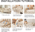 HANDONTIME Sofa Covers for Sectional Sofa Set Boho Couch Cover for Dogs Khaki Throw Couch Cover with Tassel Loveseat Covers Futon Cover L Shaped Cover Washable Chenille Couch Protector, 91" X134"