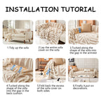 HANDONTIME Sofa Covers for Sectional Sofa Set Boho Couch Cover for Dogs Khaki Throw Couch Cover with Tassel Loveseat Covers Futon Cover L Shaped Cover Washable Chenille Couch Protector, 71" X118"
