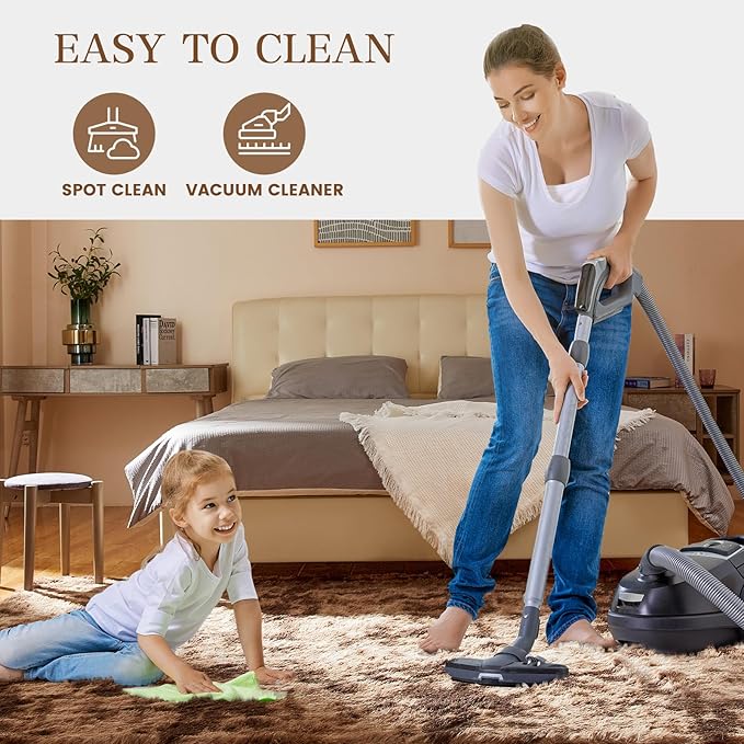 Large Shag Rugs 9X12, Plush Fuzzy Area Rugs for Living Room, Large Shag Fluffy Bedroom Carpet, Furry Rugs for Girls Boys Kids Room, Extra Large Fuzzy Rug, Shag Carpet, Tie-Dyed Brown