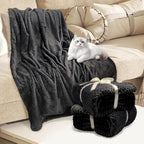 Tewloss 4 Pack Fleece Throw Blankets 50x60 Inches - Oeko-Tex Certified 100, 270 GSM Ultra Soft Plush for Bed, Couch and Cozy Gifts. 3D Waffle Texture, No Shedding No Pilling All Season (Black)