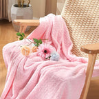 inhand Pink Fleece Queen Blanket for Bed, Super Soft Flannel Cozy Blankets for Adults, Lightweight Leaves Pattern Fuzzy Blanket for Office,Travel, Warm Plush Blankets for All Season, 90x90 Inches