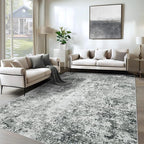 XLUEZ 6x9 Area Rugs for Living Room, Washable Modern Abstract Large Area Rug Neutral Soft Non Slip Kids Rug Stain Resistant Indoor Carpet for Bedroom Nursery Dining Room Playroom(Grey, 6'x9')
