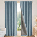 Joydeco Blackout Curtains for Bedroom - 63 Inch Long 100% Light Blocking 2 Panels Sky Blue Drapes, Thermal Insulated Room Darkening Curtains, Linen Textured for Living Room, Rod Pocket & Back Tabs