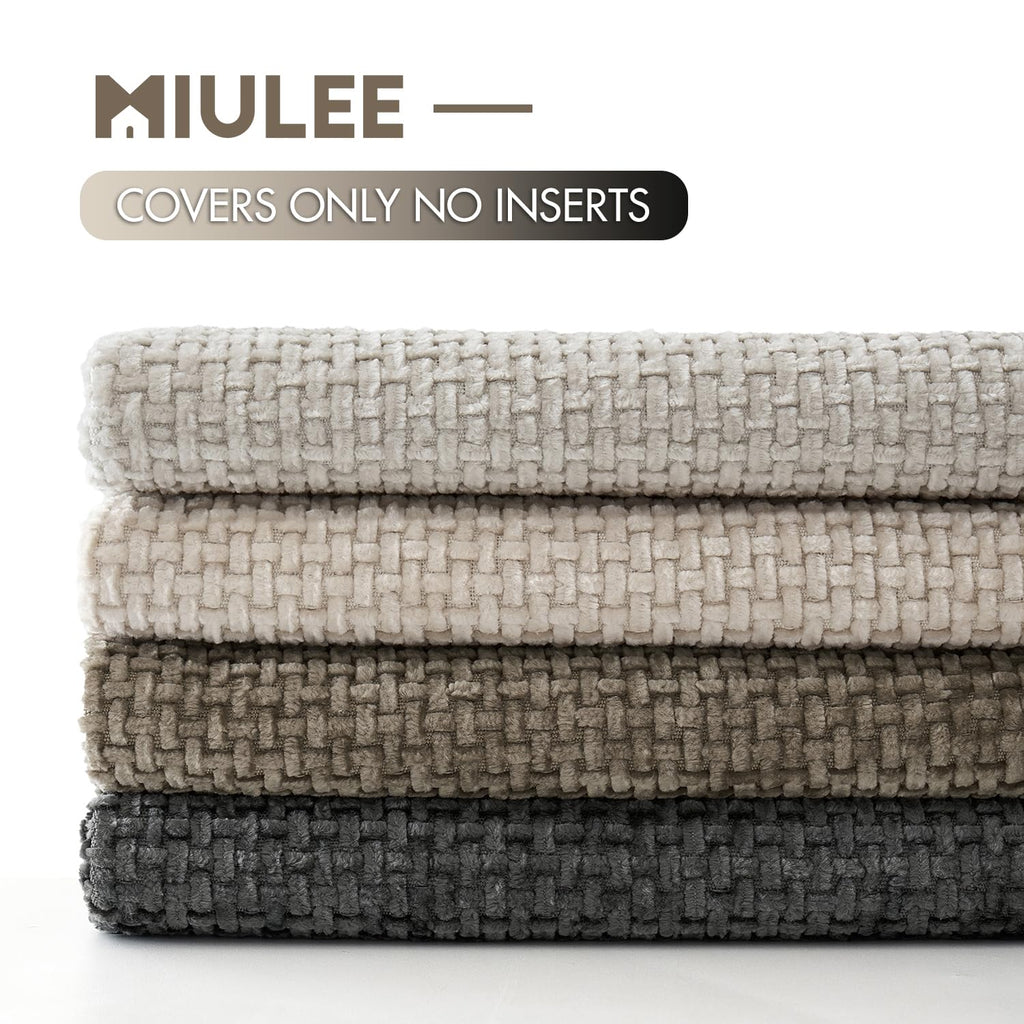 MIULEE Soft Decorative Chenille Pillow Covers Neutral 18x18 Pack of 4