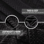 Exclusivo Mezcla Fleece Bed Blanket Queen Size, Super Soft and Warm Blankets for Couch, Sofa and Bed Waffle Textured, Cozy, Fuzzy and Lightweight (Black, 90x90 Inches)