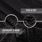Exclusivo Mezcla Soft Waffle Fleece Bed Blanket Queen Size, Black