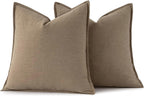 MIULEE Decorative Linen Euro Sham Pillow Covers 28x28 Inch Khaki