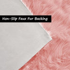 Goolela Pink Fluffy Fuzzy Rug for Girls Bedroom 3x5 Faux Fur Rug Furry Shag Bedside Carpet for Play Room Dorm Soft Plush Rectangle