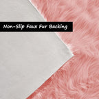 Goolela Pink Fluffy Rug 4x6 Fuzzy Faux Fur Shag Sheepskin Shaggy Rug for Bedroom Living Room Washable Rectangle