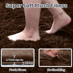 2x6 Fluffy Shag Area Rugs for Living Room Bedroom: Soft Plush Carpet Brown