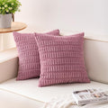 Aegero Pack of 2 Corduroy Decorative Throw Pillow Covers 16x16 Inch, Pink