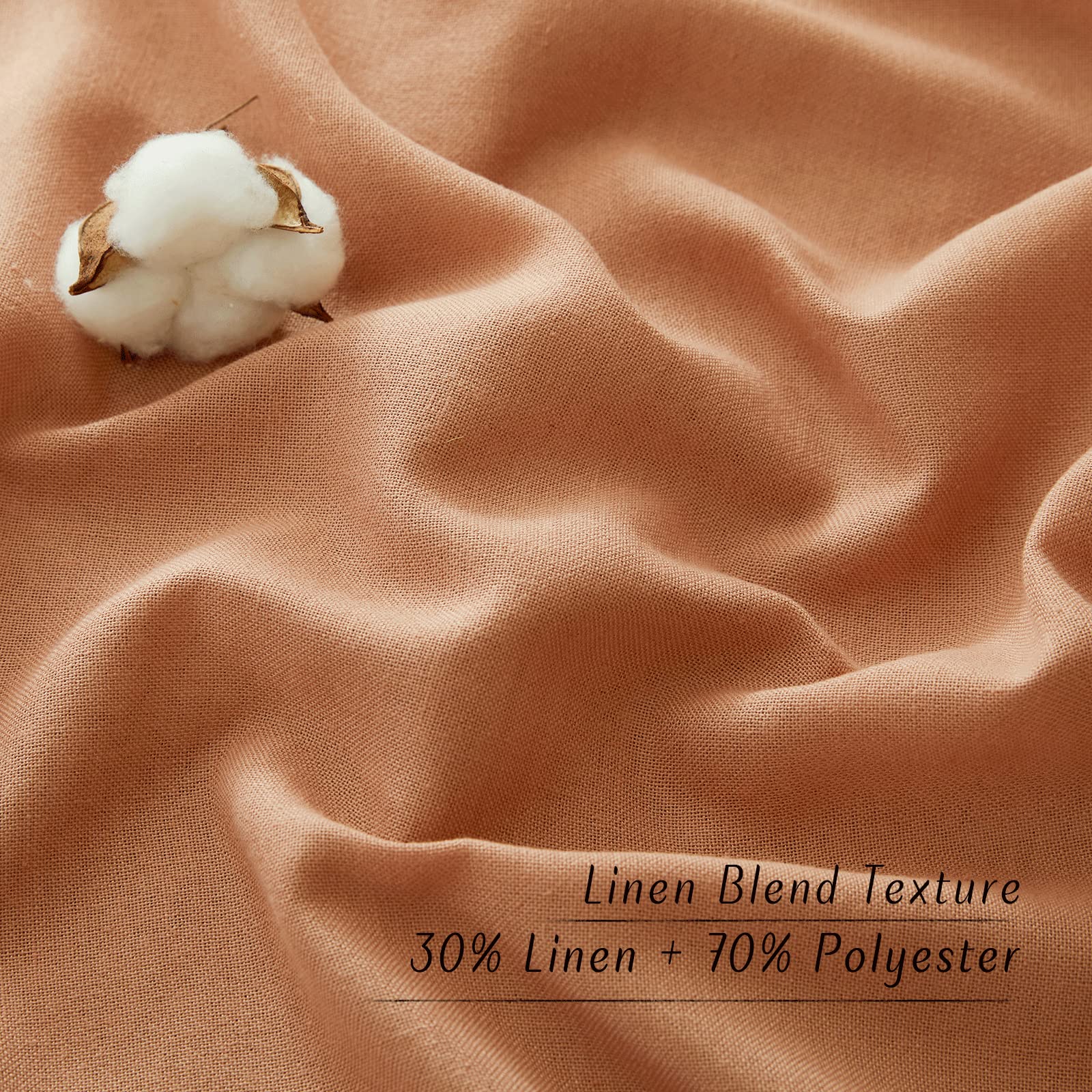 NICETOWN Linen Burnt Orange Window Curtains 84 inches Long, Grommet Thick Linen Blend Window Treatments Privacy Assured with Light Filtering for Bedroom/Living Room, W42 x L84
