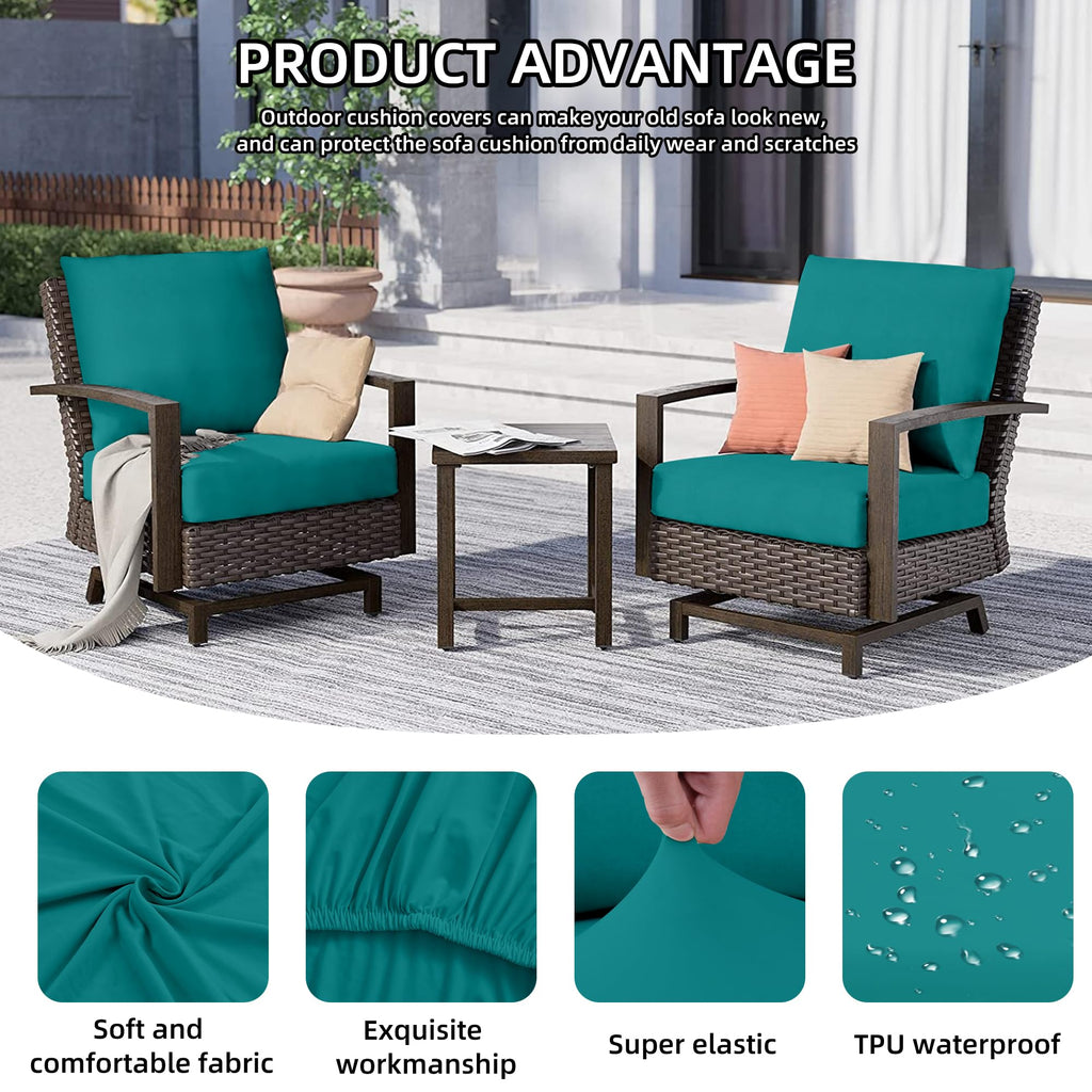 DREAHOTEXTIL 14Pcs Outdoor Cushion Covers, Elastic Patio Cushion Covers