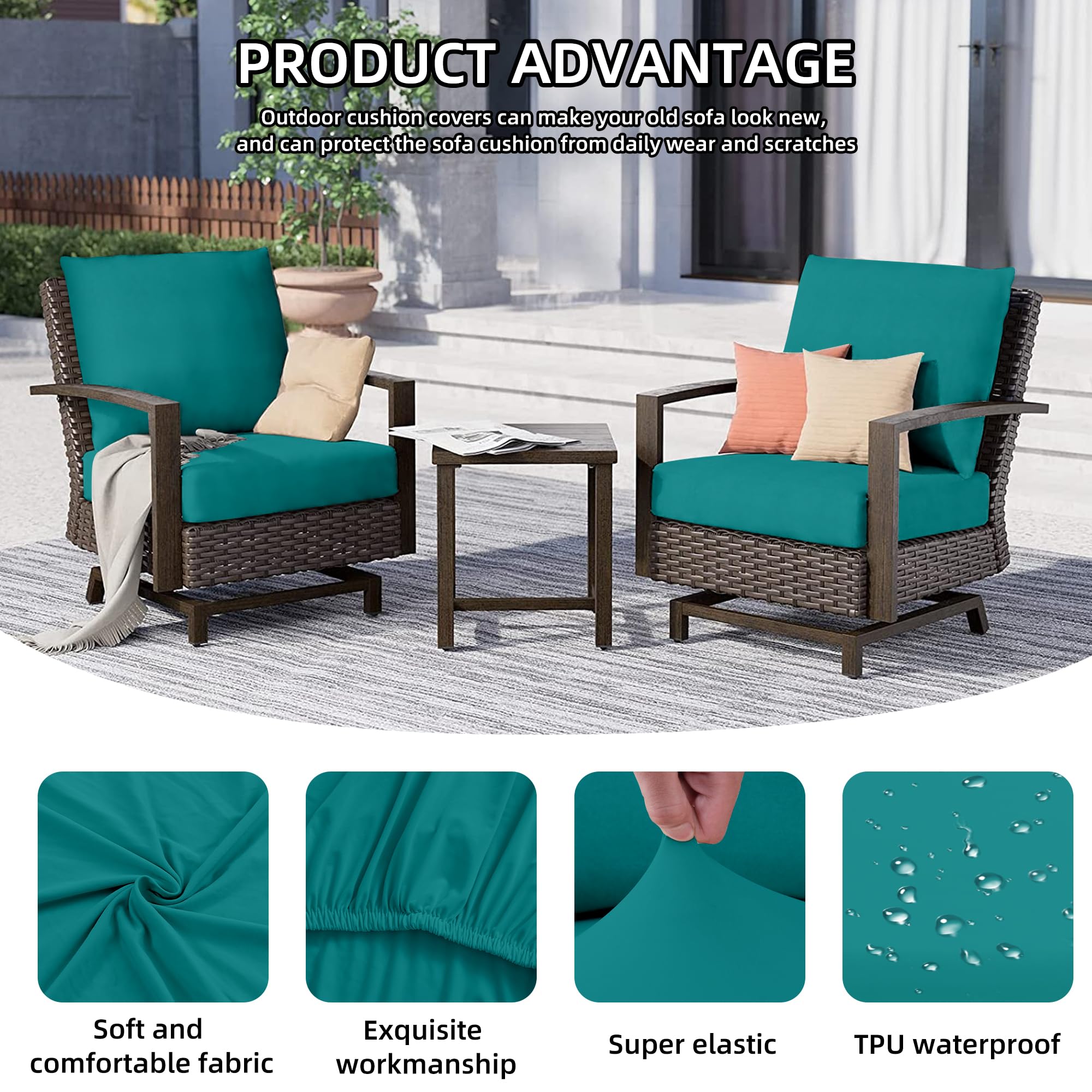 DREAHOTEXTIL 14Pcs Outdoor Cushion Covers, Elastic Patio Cushion Covers