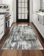 Latte&Fog 3x5 Entryway Rug, Vintage Washable Area Rug, Boho Non Slip Low Pile Throw Carpet for Indoor Bedroom Bedside, Kitchen, Entry and Living Room - Black Gold