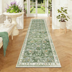 Yamaziot 2x7 Washable Hallway Runner Rug Non Slip Floral Carpet, Sage Green