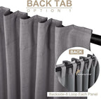 100% Blackout Shield Linen Blackout Curtains for Bedroom 102 Inches Long, Back Tab/Rod Pocket Living Room Drapes, Thermal Insulated Blackout Curtains 2 Panels Set, 50" W x 102" L, Darkgray