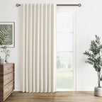 Guken Extra Wide 100% Blackout Linen Curtains for Bedroom 84 Inch Long Natural Cream Black Out Curtain Back Tab Room Darkening Window Drapes for Living Room 1 Panel Beige Ivory 60x84