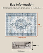 AMADA HOMEFURNISHING 9x12 Area Rug, Washable Low-Profile Large Area Rug with Non-Slip Backing & Durable Edge Binding, Vintage Large Rugs for Living Room, Bedroom