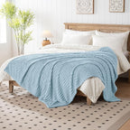 Blue Throw Blanket - Soft & Fluffy Fleece, Cute & Aesthetic, Perfect for Sofa, Couch, Chair, Bed, Living Room & Bedroom, All-Season Use, Plush & Cozy Decorative Blanket 50x60