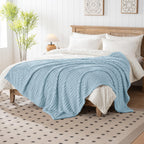 Blue Throw Blanket - Soft & Fluffy Fleece, Cute & Aesthetic, Perfect for Sofa, Couch, Chair, Bed, Living Room & Bedroom, All-Season Use, Plush & Cozy Decorative Blanket 50x60
