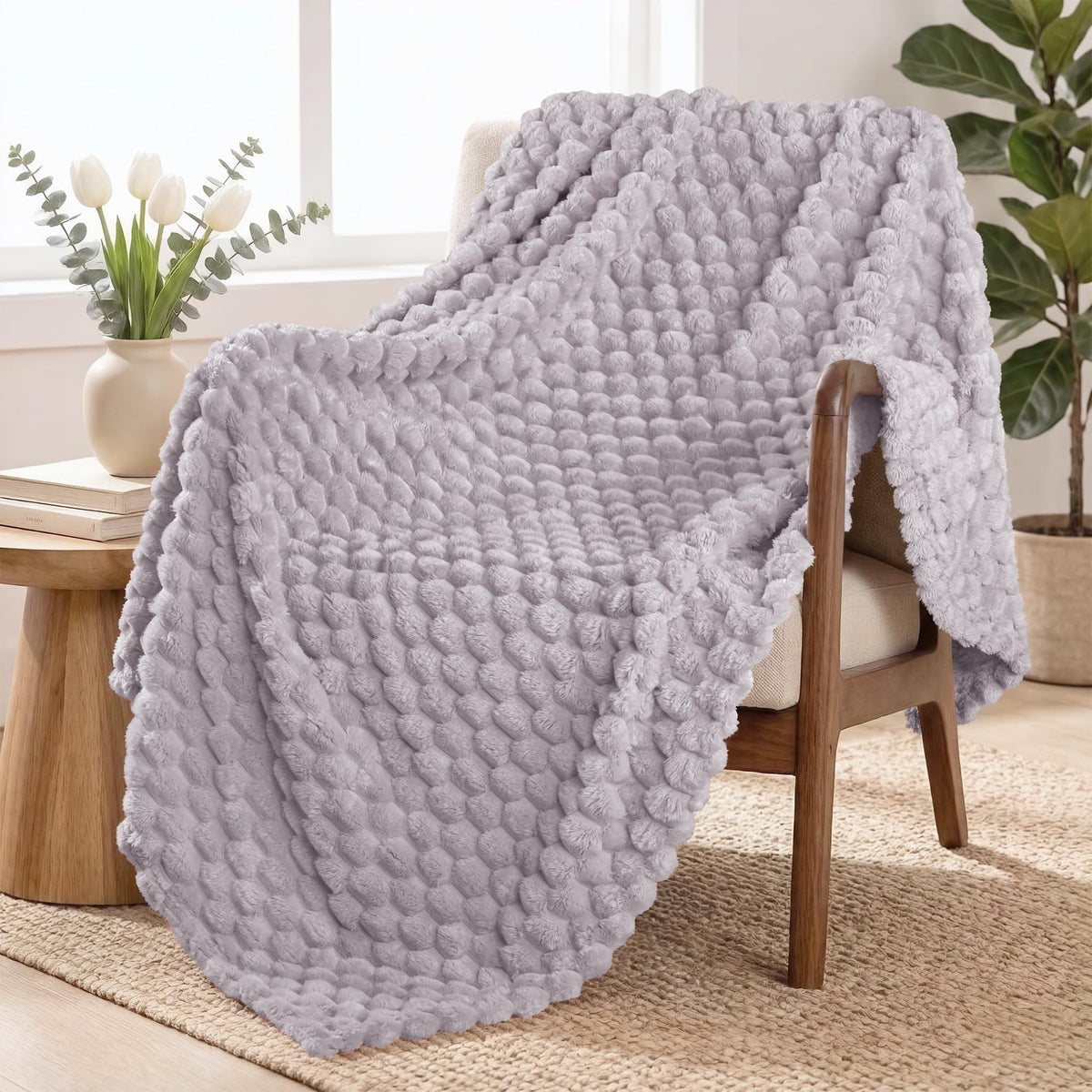 Exclusivo Mezcla 3D Fleece King Size Blanket for Bed, Burnt Orange