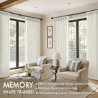 MIULEE Pinch Pleated Thick Linen Curtains 102 Inches Long 2 Panels for Living Room Bedroom, Linen Texture Pleat Drapes Memory Trained Light Filtering Neutral Ivory Cream Farmhouse Window Curtains