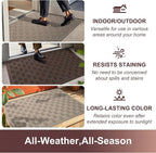Mibao Front Door Mat Indoor Outdoor Entrance, Dirt Trapping Waterproof All-Season, All-Weather Doormat, Non-Slip Durable Natural Rubber Low Profile Easy Clean Patio Entrance Mat, 47" x 31.5", Coffee
