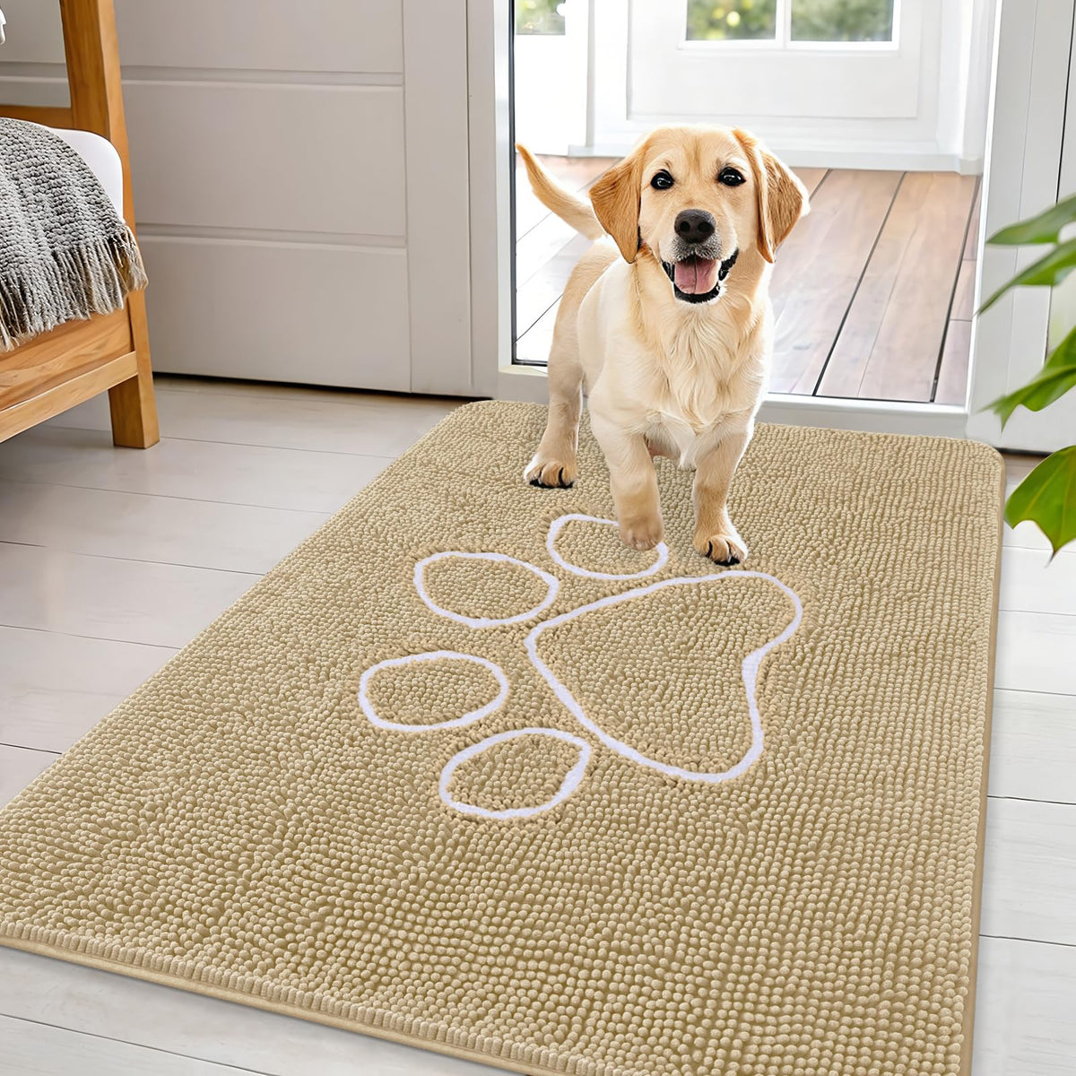 OLANLY Dog Door Mat for Muddy Paws 44x32, Super Absorbent Chenille Mud Mat