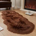 EasyJoy Ultra Soft Fluffy Shaggy Area Rug Faux Fur Rug Chair Cover Seat Pad Fuzzy Area Rug for Bedroom Floor Sofa Living Room (2 x 6 ft Sheepskin, Coffee)