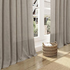 Nanspring Grey Beige Curtains 90 Inches Long for Living Room Linen Light Filtering Semi Sheer Curtain Back Tab Rod Pocket Simple Modern Neutral Elegant Boho Gray Drapes for Bedroom 52x90, 2 Panels
