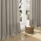 Nanspring Grey Beige Linen Curtains 84 Inches Long for Living Room Light Filtering Semi Sheer Curtain Back Tab Simple Modern Elegant Neutral Luxury Boho Gray Drapes for Bedroom 52x84, 2 Panels