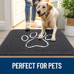 OLANLY Dog Door Mat for Muddy Paws 32x20, Paw Print Design Chenille Mud Mat