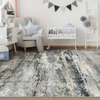 pmtsns Area Rugs 5x7 for Living Room: Washable Rug Modern Abstract Neutral Soft Non-Slip Low-Pile Indoor Carpet for Bedroom Dining Room Playroom Home Office (Black Grey Brown, 5'x7')