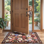 2x4 Entryway Runner Rugs, Non Slip Washable Rugs with Rubber Backing Soft Floral Carpet Runner for Kitchen, Laundry, Bedroom, Bathroom(2 x 4, Black/Brown)
