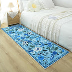Rugcomf Runner Rug for Hallways Kitchen Rug Non Slip 2'x 6' Washable Runner Rugs with Rubber Backing Soft Floral Carpet Runner for Hallways, Kitchen, Laundry, Bedroom, Bathroom(Blue)