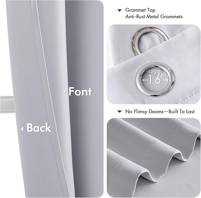MIULEE Short Curtains for Windows - Greyish White Blackout Half Window Curtains Thermal Insulated Privacy Drapes for Kitchen Bedroom Bathroom Grommet Top Small Basement Tiers W40 x L36 Inch 2 Panels
