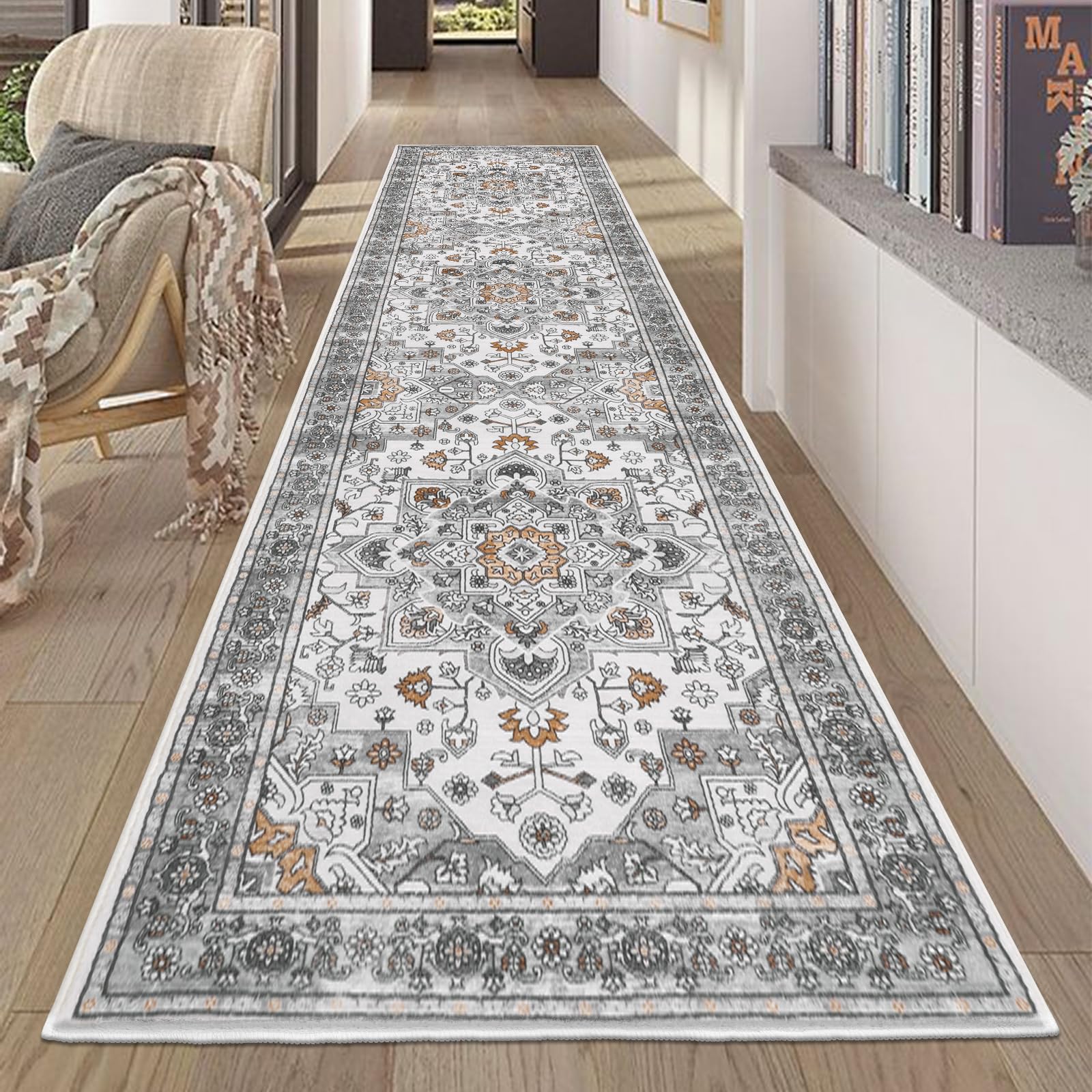 HEBE Hallway Runner Rug 2'x8', Washable Non Slip Kitchen Rug Runner